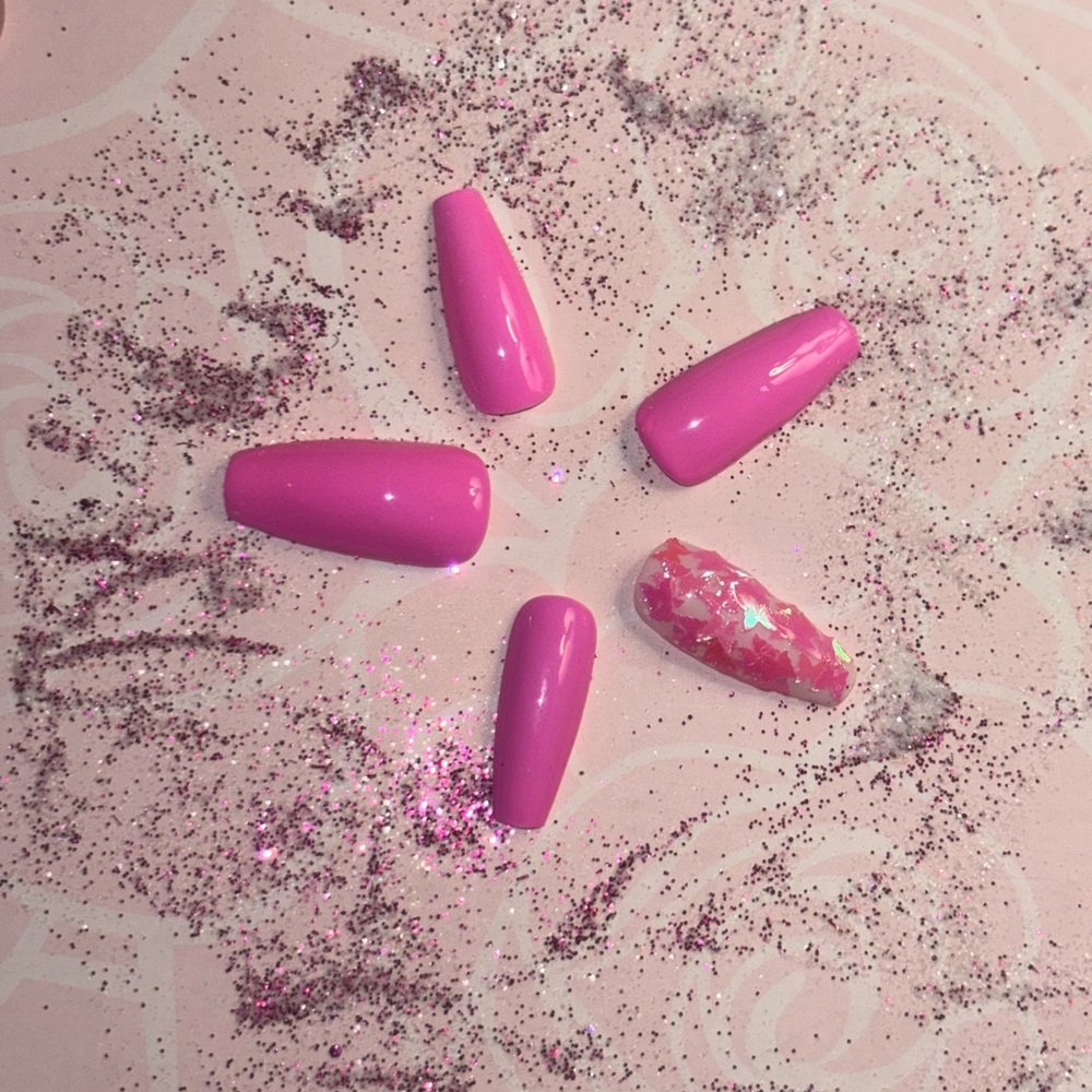 Pink Glitter Nail Set